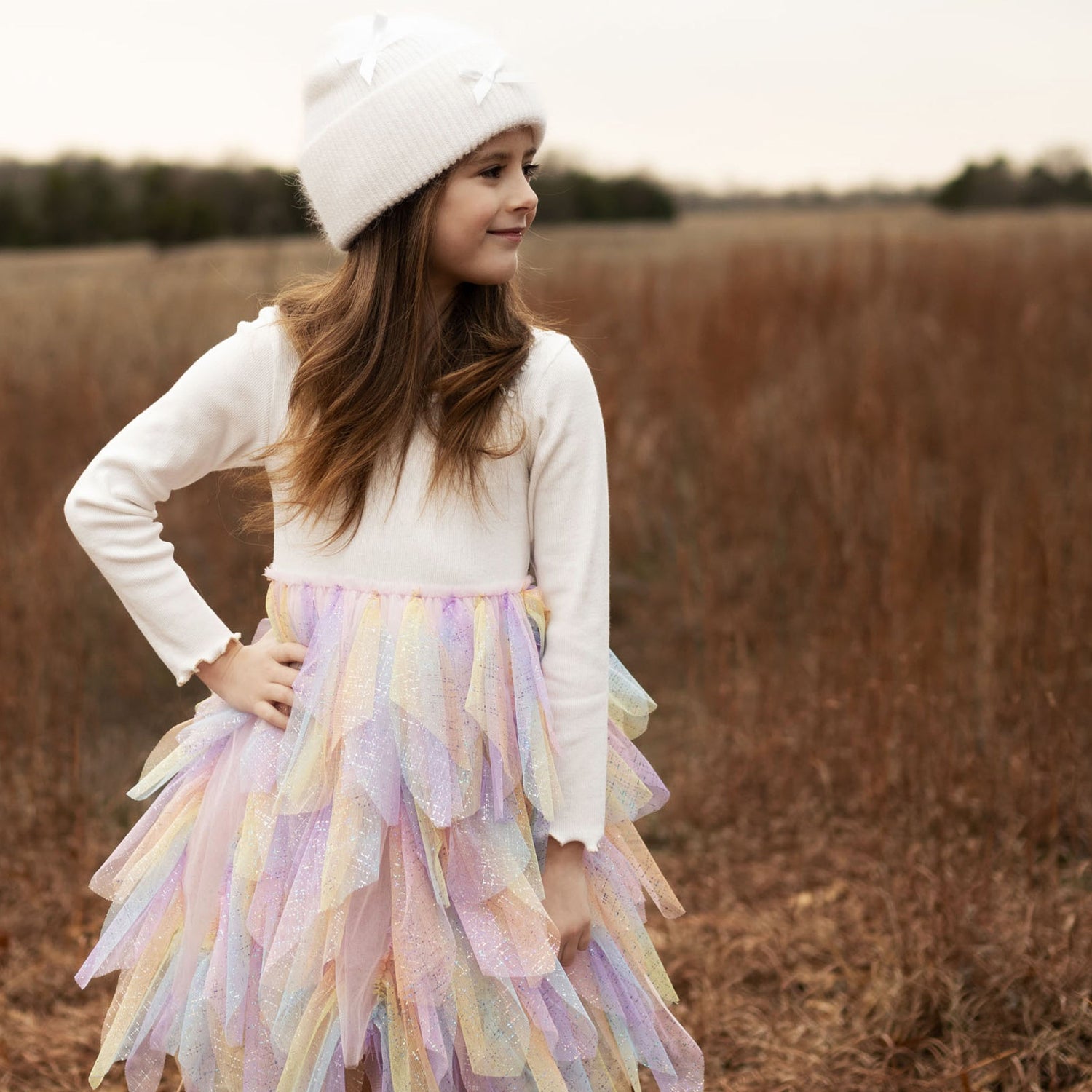 Daisy Wave Tutu Dress - White Petite Hailey