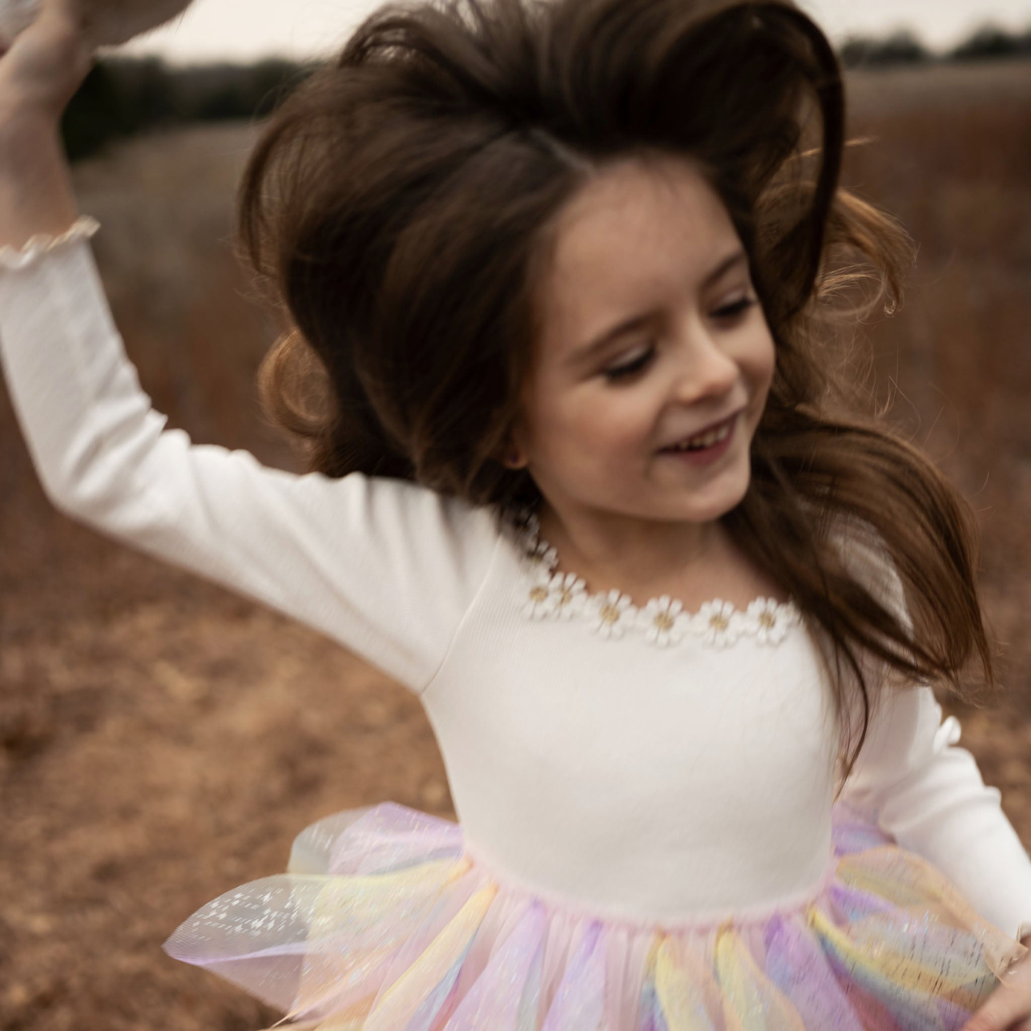 Daisy Wave Tutu Dress - White Petite Hailey