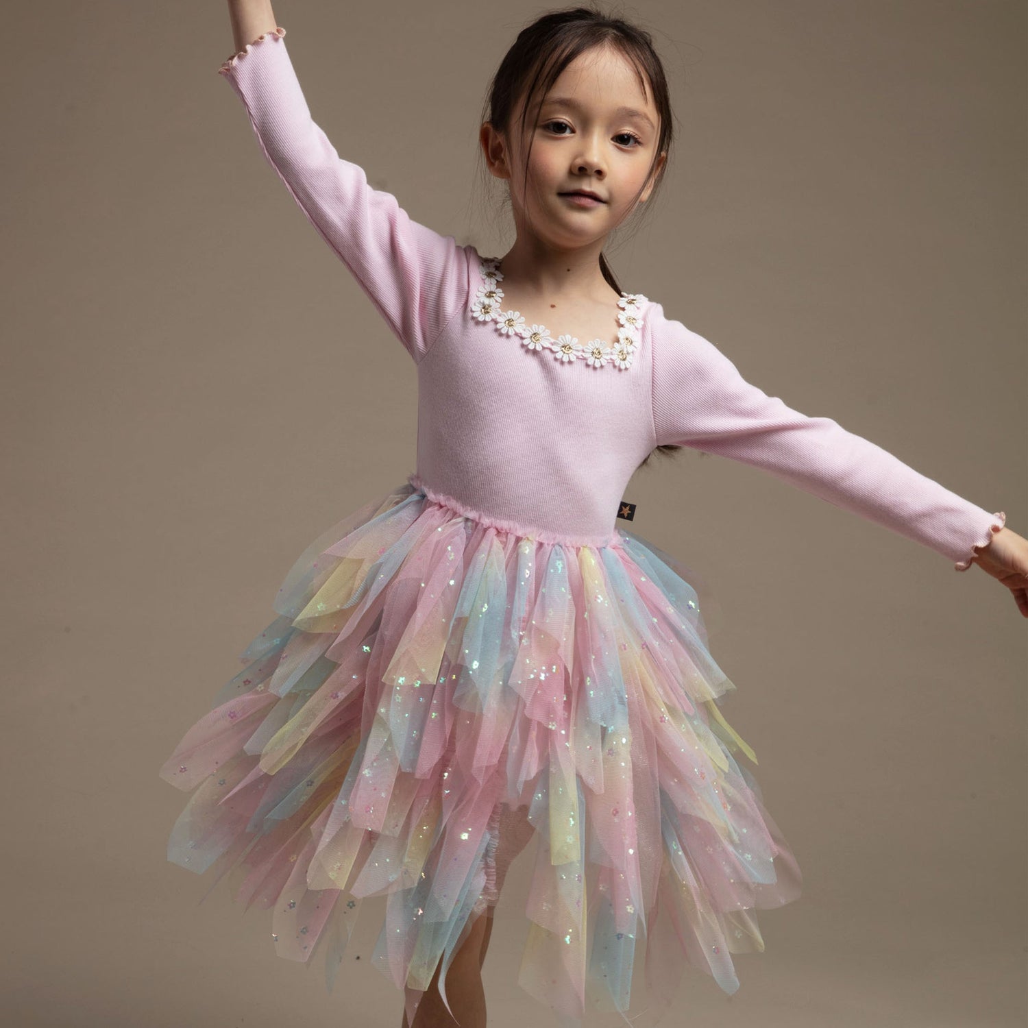 Daisy Wave Tutu Dress - White Petite Hailey