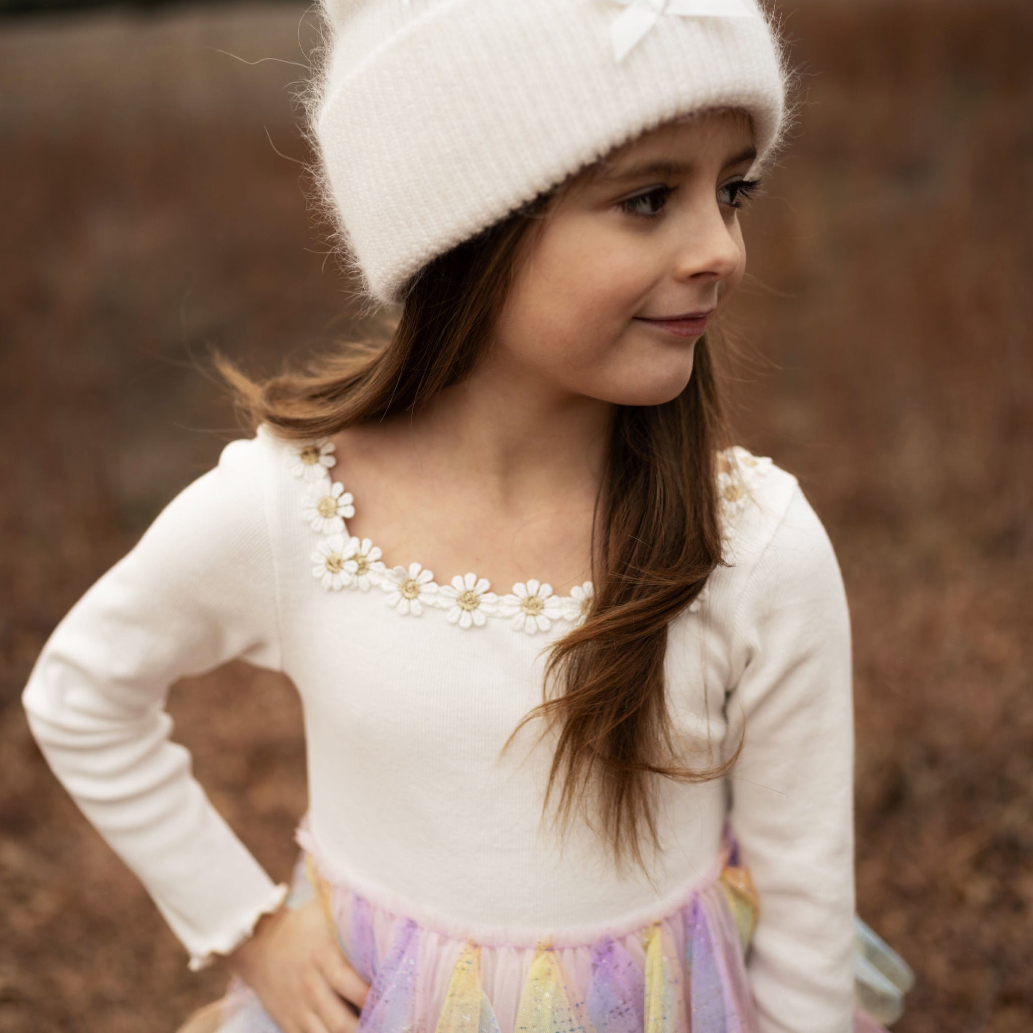 Daisy Wave Tutu Dress - White Petite Hailey
