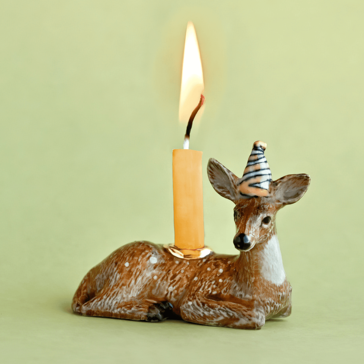 Camp Hollow Deer Birthday Candle Holder | Porcelain Cake Topper