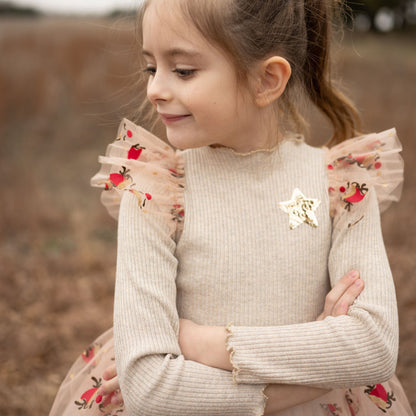 Deer Frill Tutu Dress - Gold Petite Hailey - enjoykidsus