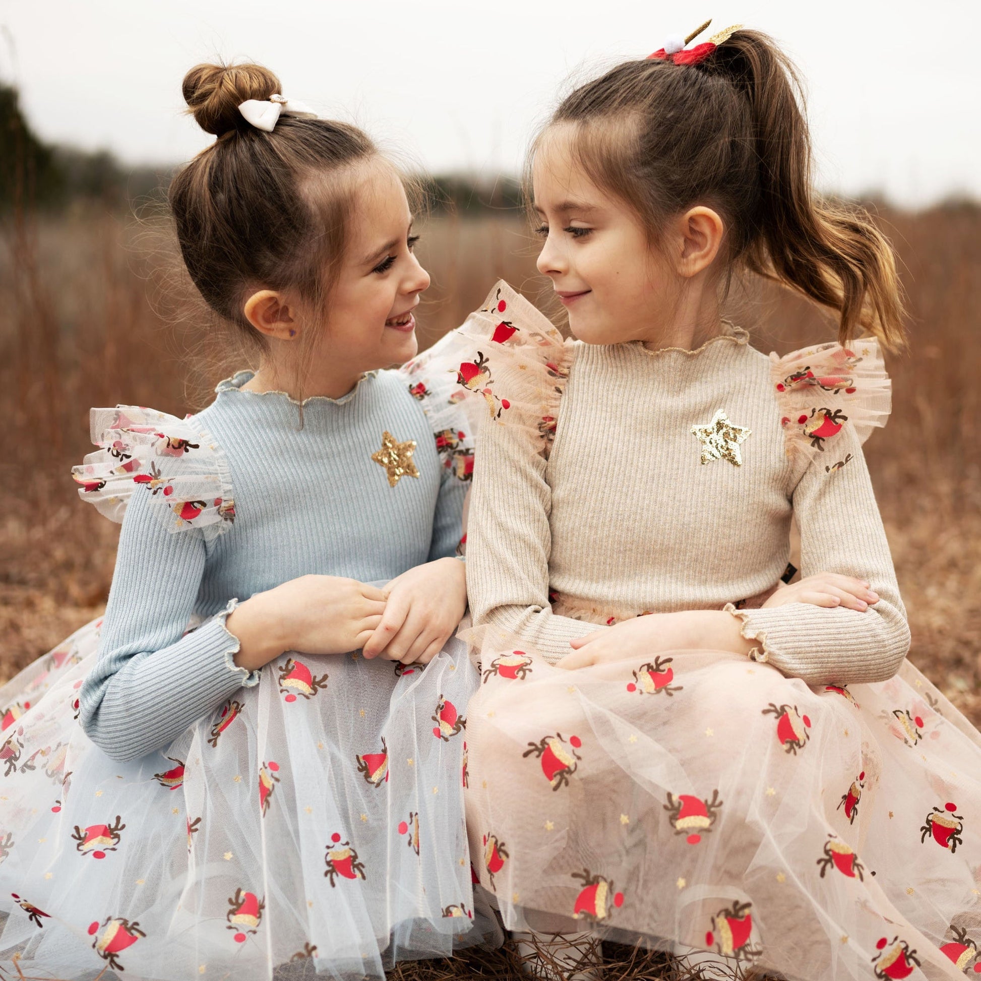 Deer Frill Tutu Dress - Gold Petite Hailey - enjoykidsus