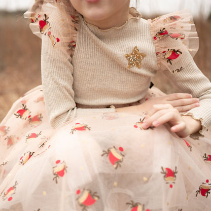 Deer Frill Tutu Dress - Gold Petite Hailey - enjoykidsus