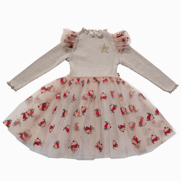 Deer Frill Tutu Dress - Gold Petite Hailey - enjoykidsus