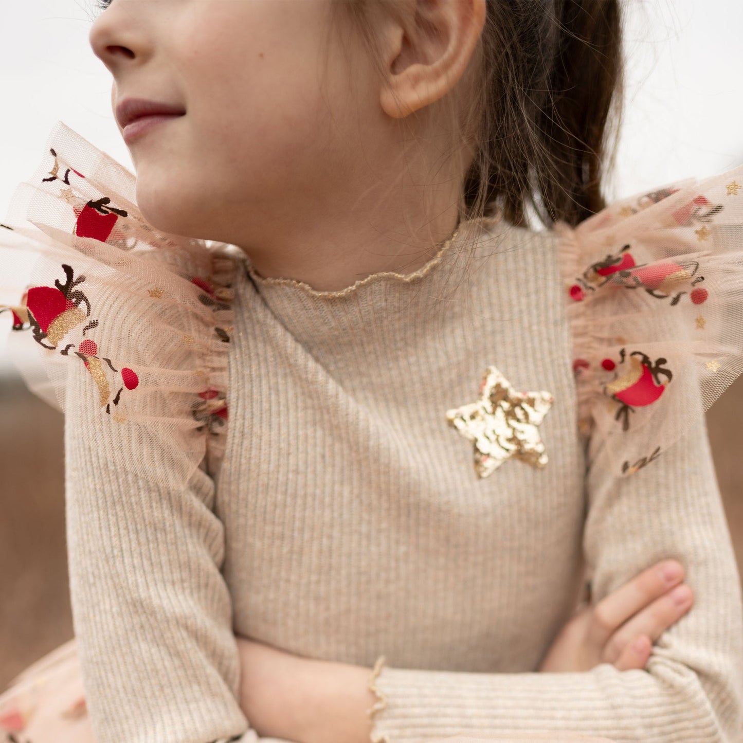 Deer Frill Tutu Dress - Gold Petite Hailey - enjoykidsus