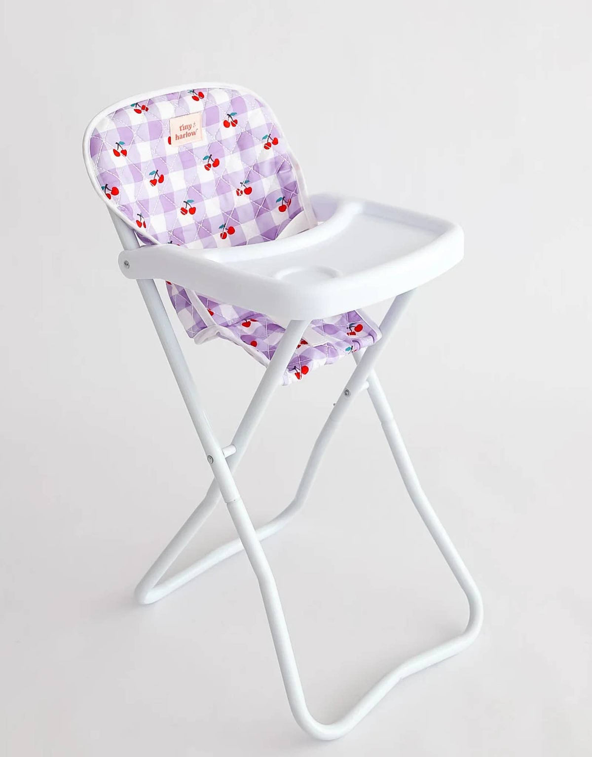 Tiny Harlow Doll High Chair – Cherry Gingham
