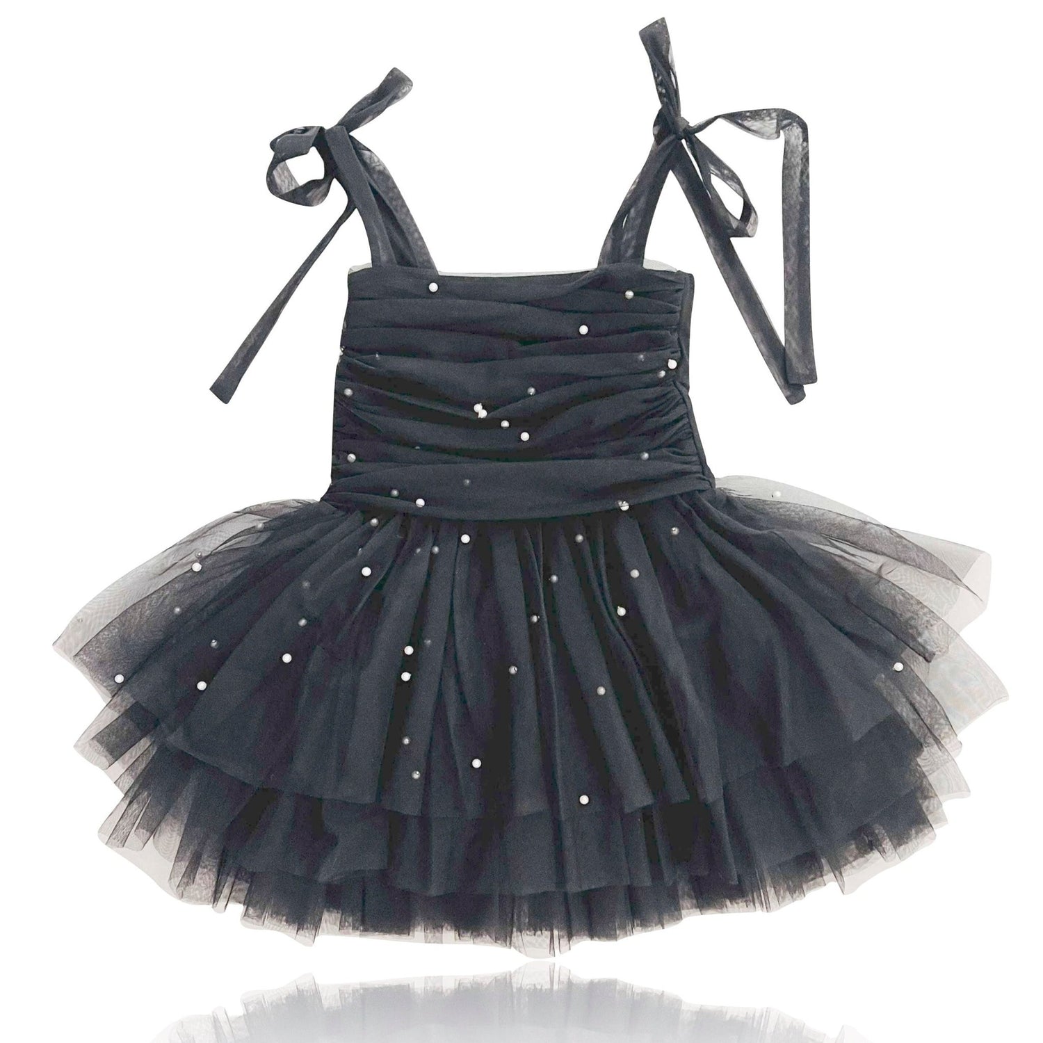 DOLLY® PEARL TULLE BALLERINA DRESS black ⚪ Le Petit Tom ®