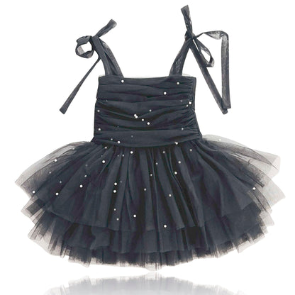 DOLLY® PEARL TULLE BALLERINA DRESS black ⚪ Le Petit Tom ®