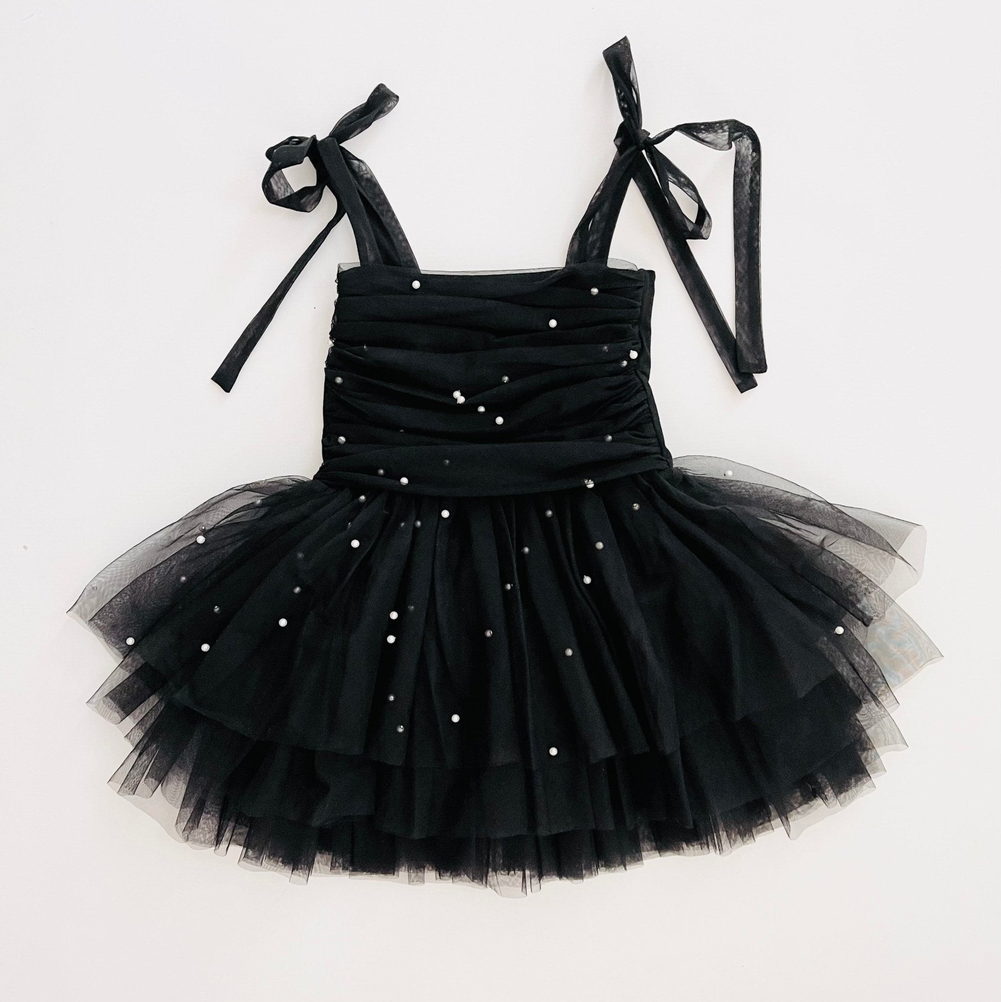 DOLLY® PEARL TULLE BALLERINA DRESS black ⚪ Le Petit Tom ®