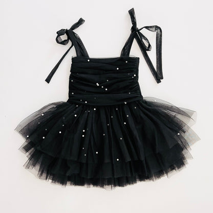 DOLLY® PEARL TULLE BALLERINA DRESS black ⚪ Le Petit Tom ®