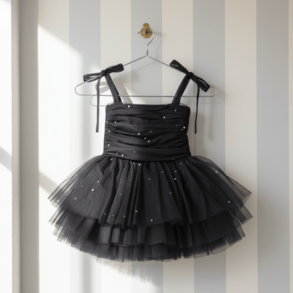 DOLLY® PEARL TULLE BALLERINA DRESS black ⚪ Le Petit Tom ®