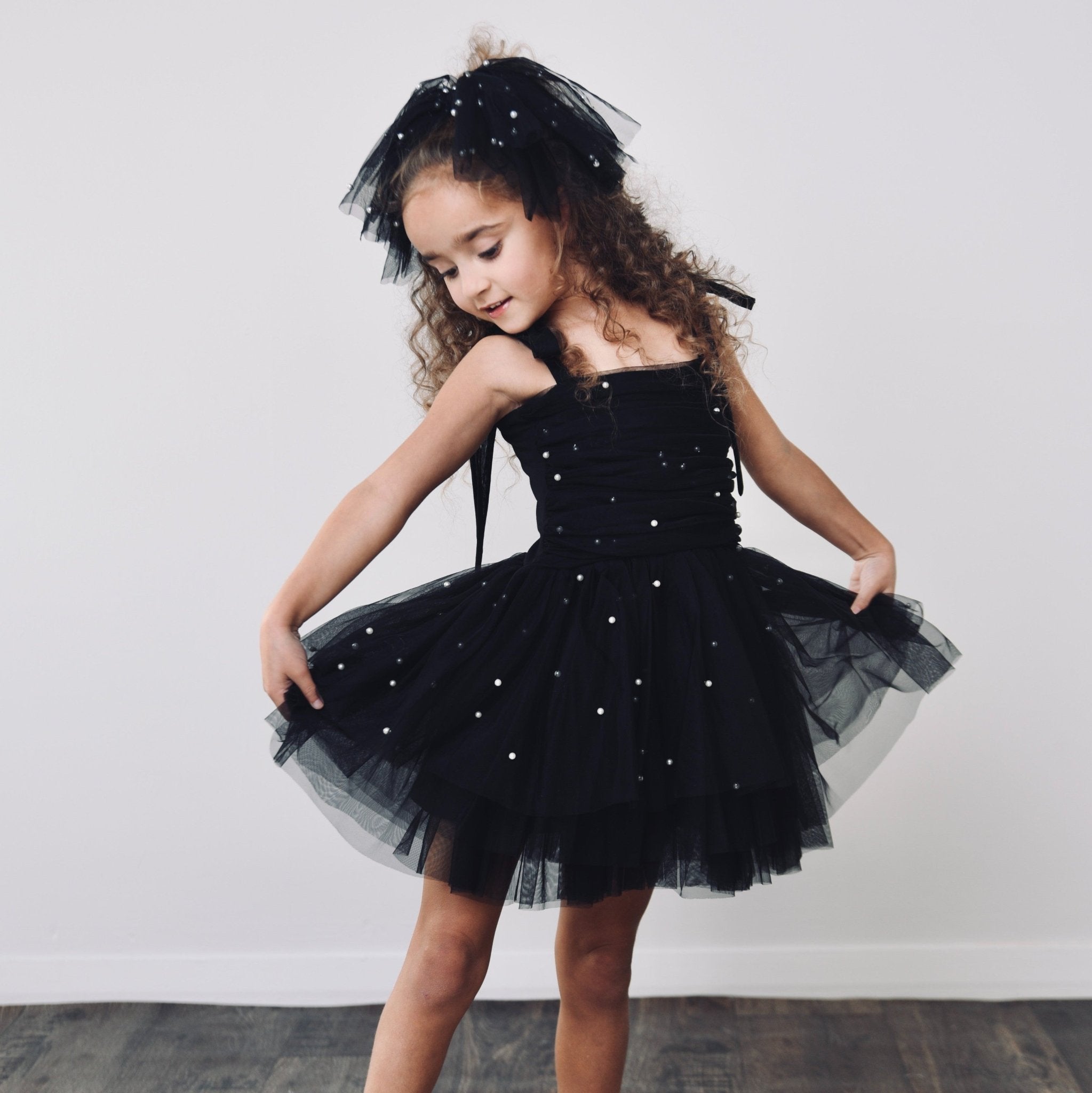 DOLLY® PEARL TULLE BALLERINA DRESS black ⚪ Le Petit Tom ®