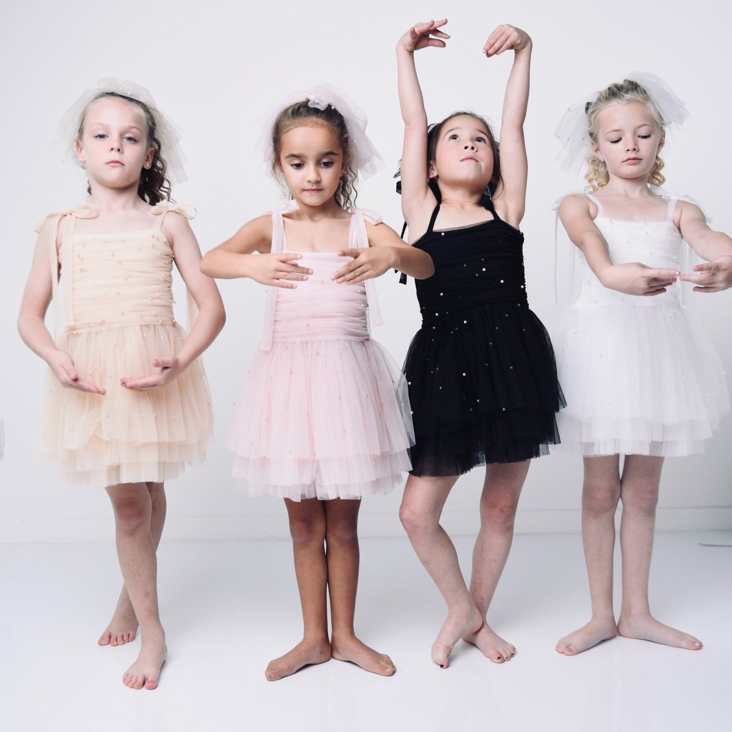 DOLLY® PEARL TULLE BALLERINA DRESS black ⚪ Le Petit Tom ®