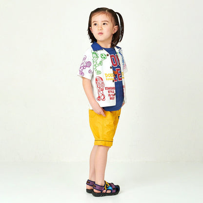 Double - B Bear Scout Sandals for Kids - Purple/yellow MIKI HOUSE