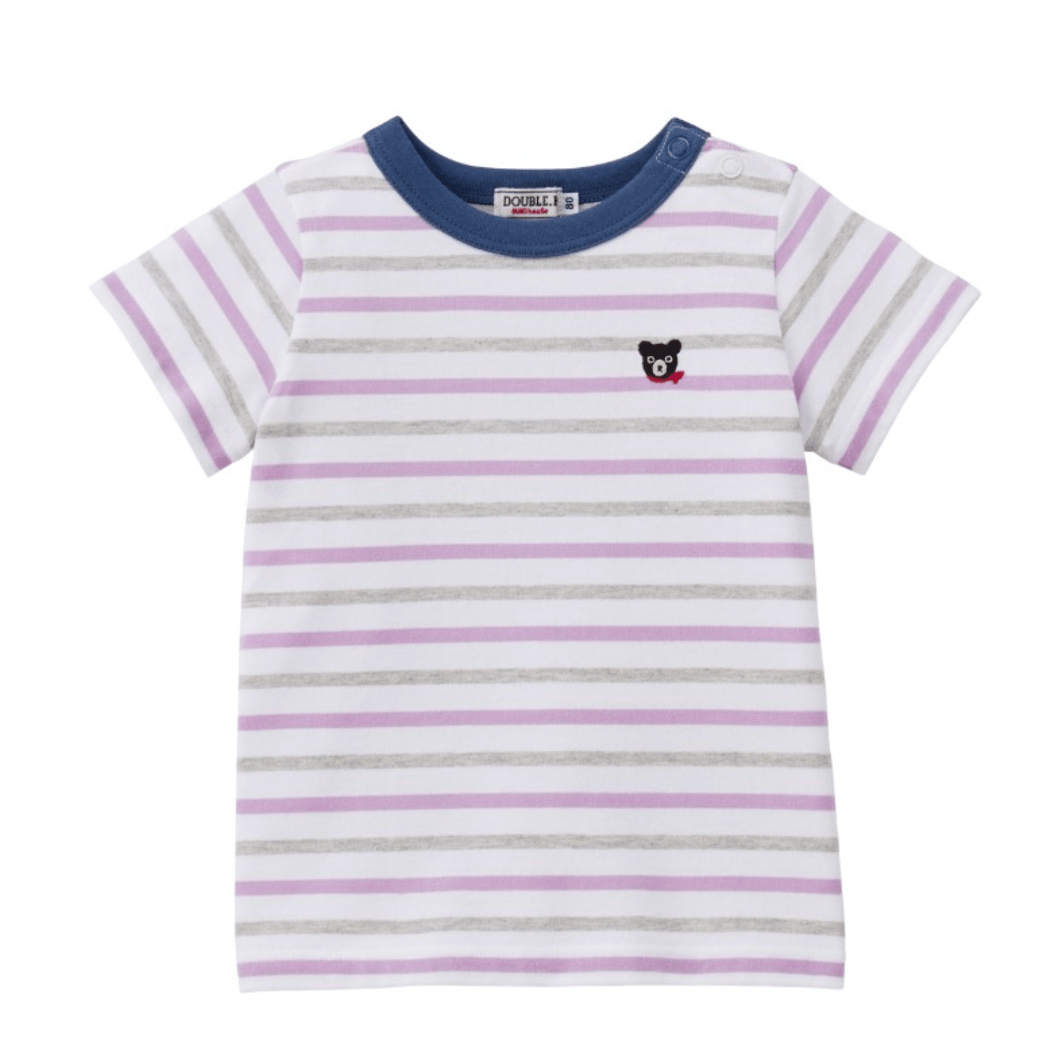 Double_B Striped Short - Sleeved T-Shirt (Lavender/Grey) MIKI HOUSE