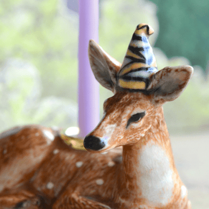 Camp Hollow Deer Birthday Candle Holder | Porcelain Cake Topper