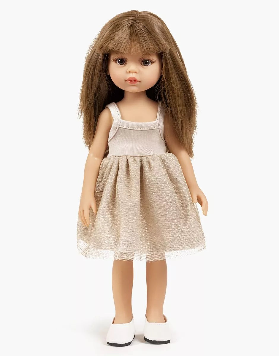 Minikane Amigas Rosella Doll Tutu Dress in Gold Beige