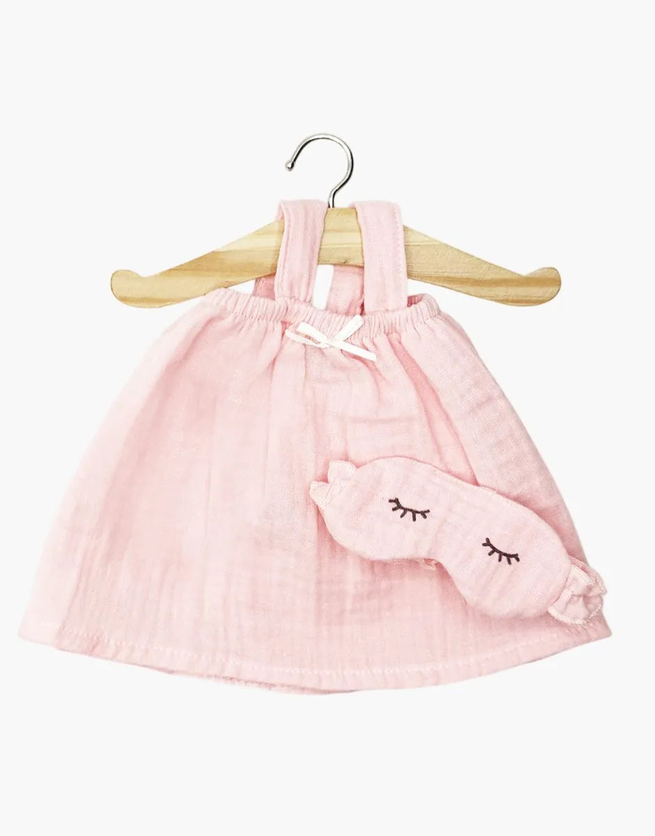 Minikane Mila Doll Nightgown &amp; Sleep Mask in Strawberry Cotton Gauze