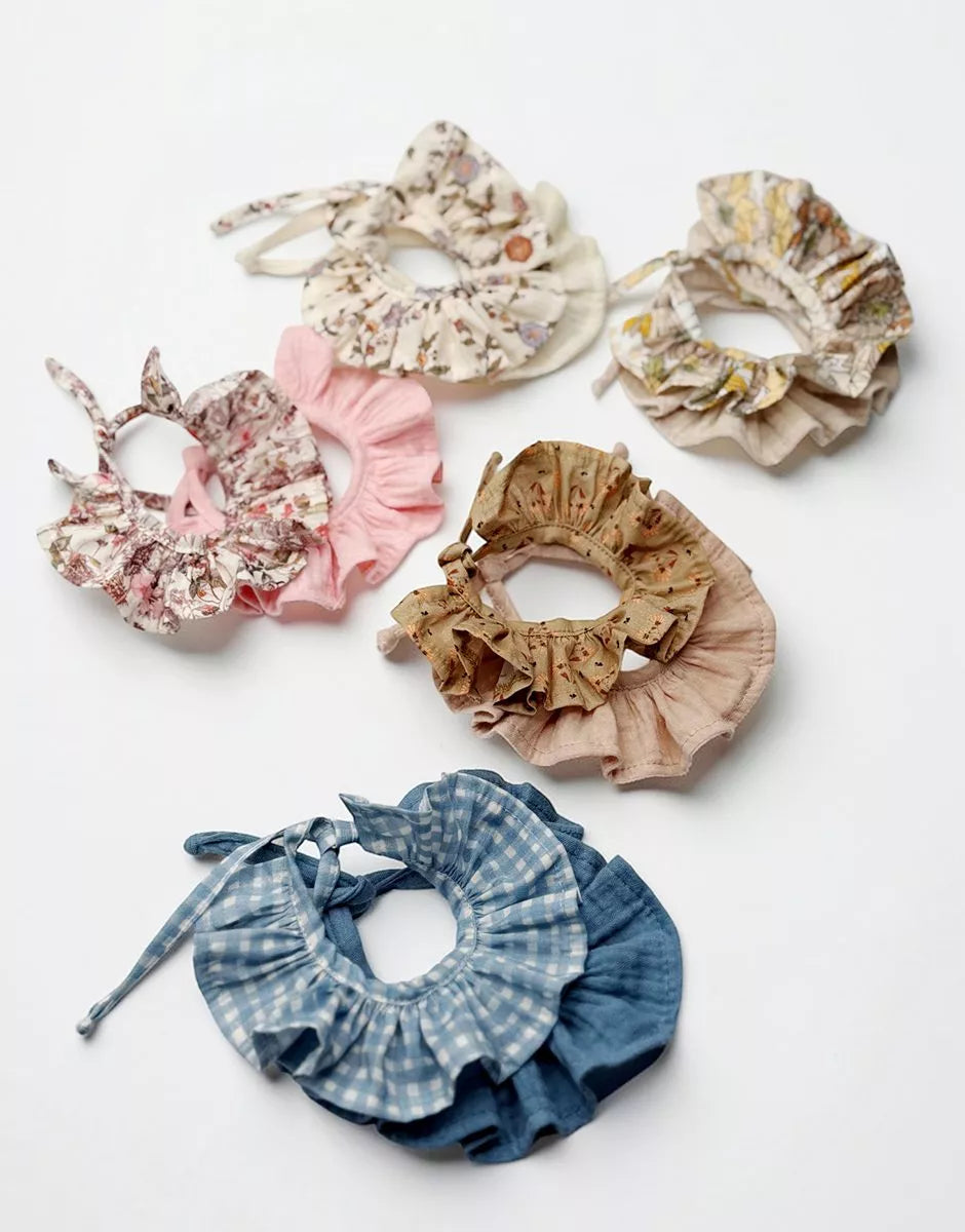 Minikane Doll Scrunchie Set in Mastic &amp; Pastel Floral Cotton Gauze