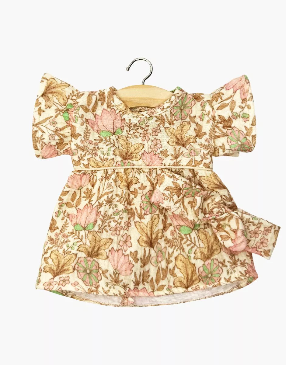 Minikane Daisy Doll Dress &amp; Bow Headband in Rosée Floral Cotton Gauze