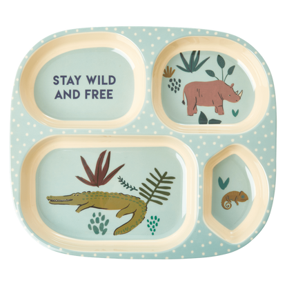 RicebyRice - Kids 4 Room Plate in Blue Jungle Animals Print