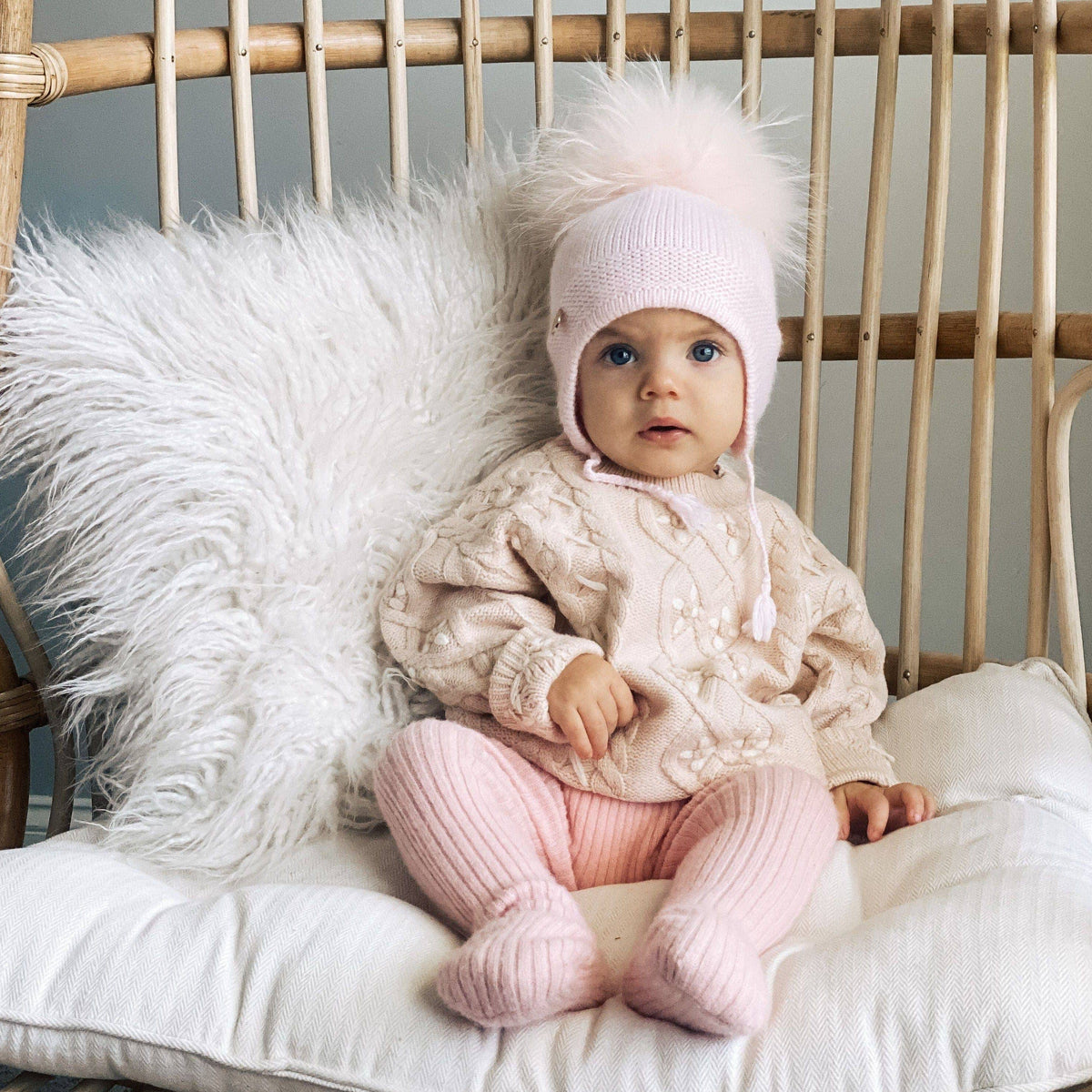 Petite Maison Kids - Cashmere Aviator Hat: Pink / Medium (12M-4 Years)