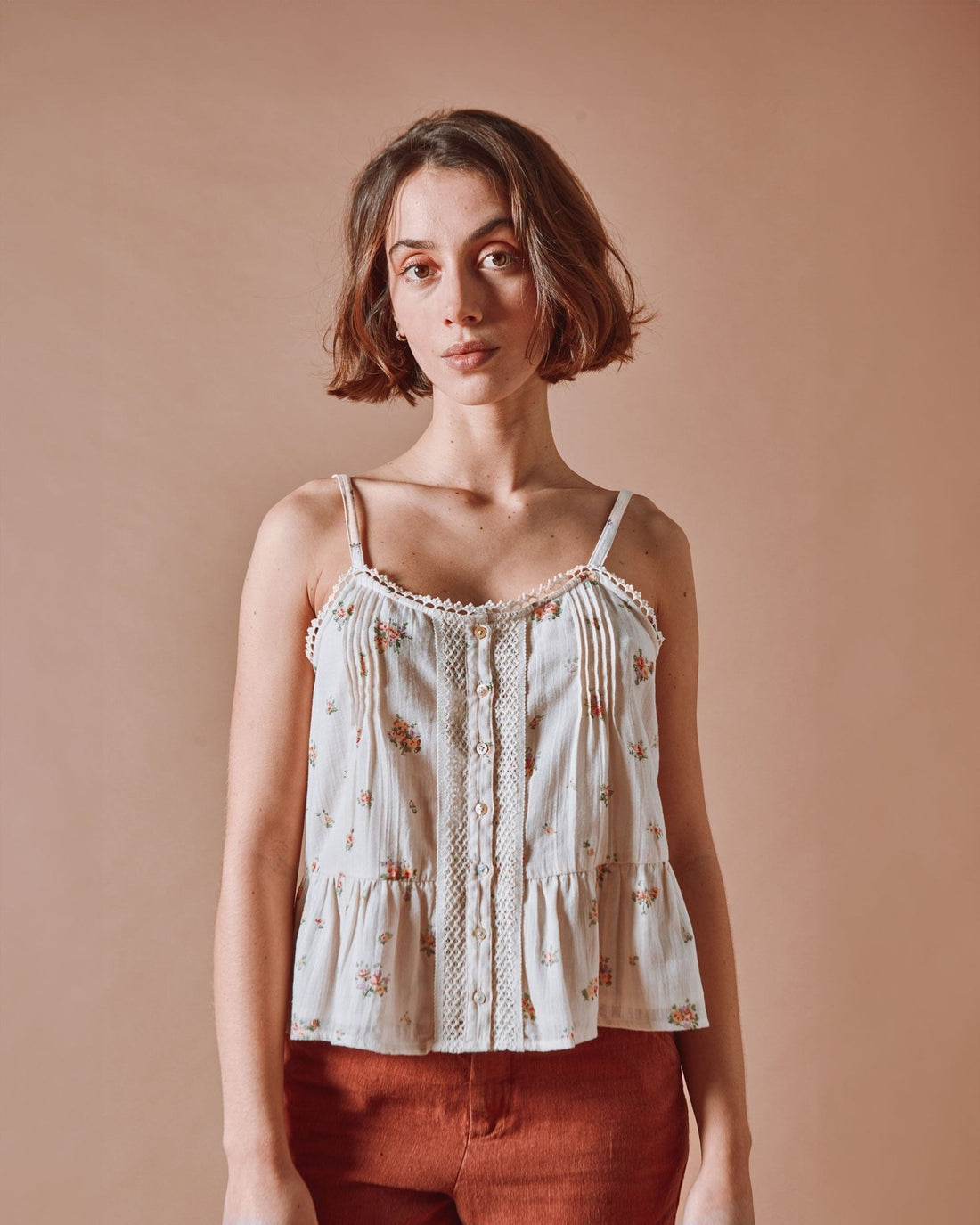 Emile et Ida Althea Floral Cotton Cami Top – Cream Inarbel Sa