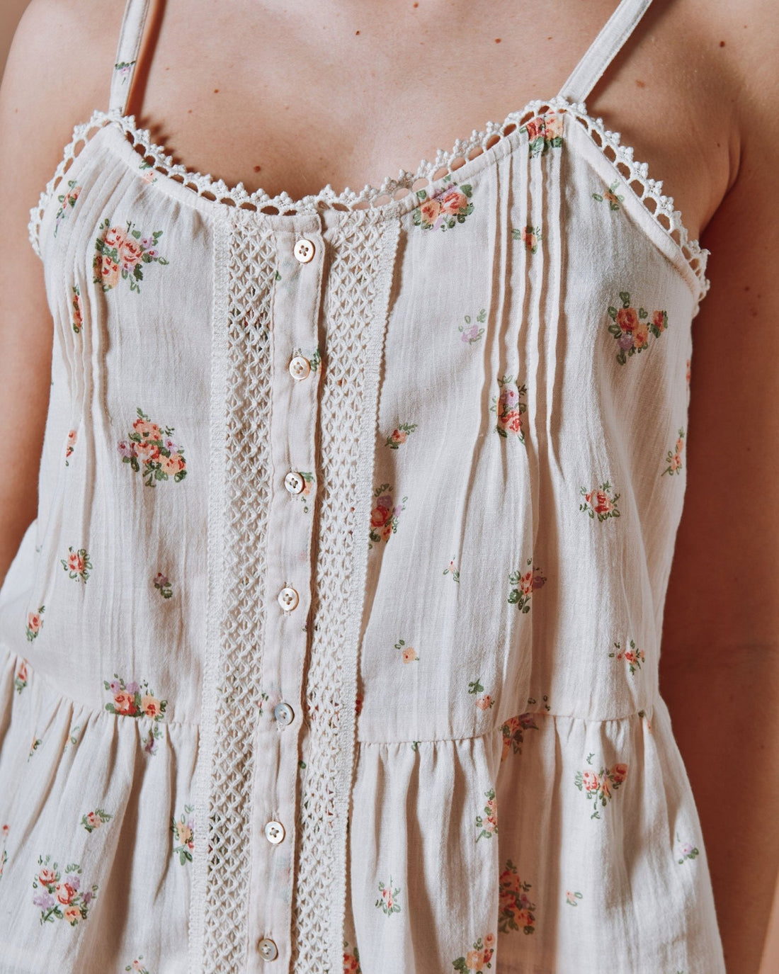 Emile et Ida Althea Floral Cotton Cami Top – Cream Inarbel Sa