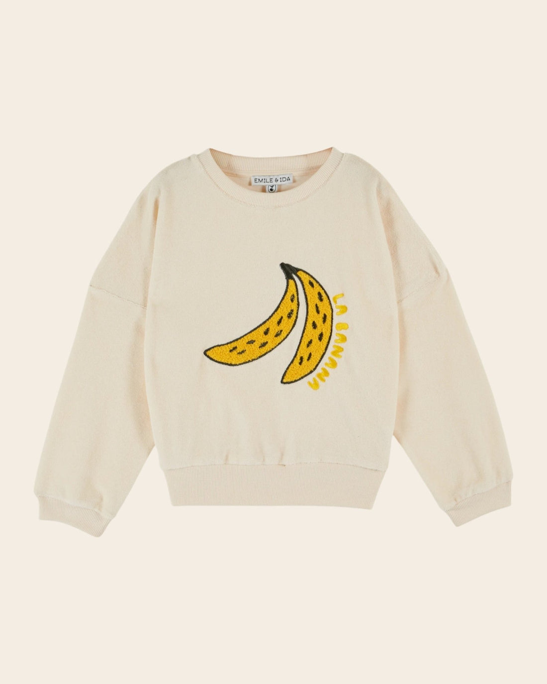 Emile et Ida Banana Embroidered Cream Sweatshirt – Organic Cotton Kids Pullover Emile et ida