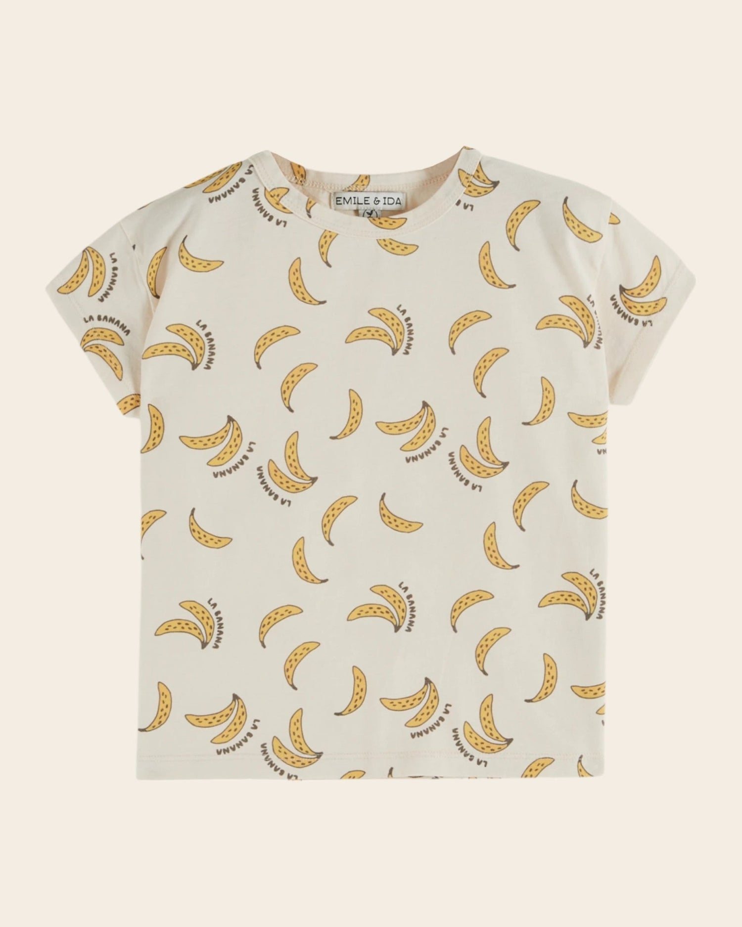 Emile et Ida Banana Print Cream T-Shirt – Organic Cotton Kids Tee Emile et ida