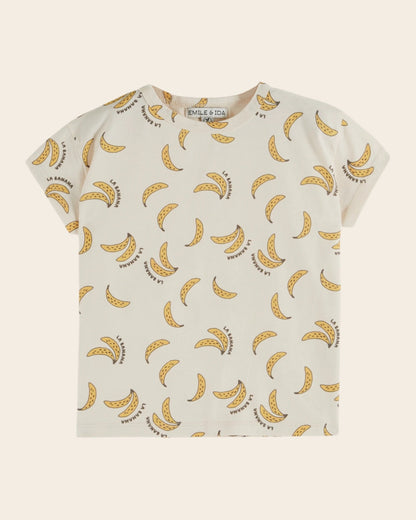 Emile et Ida Banana Print Cream T-Shirt – Organic Cotton Kids Tee Emile et ida