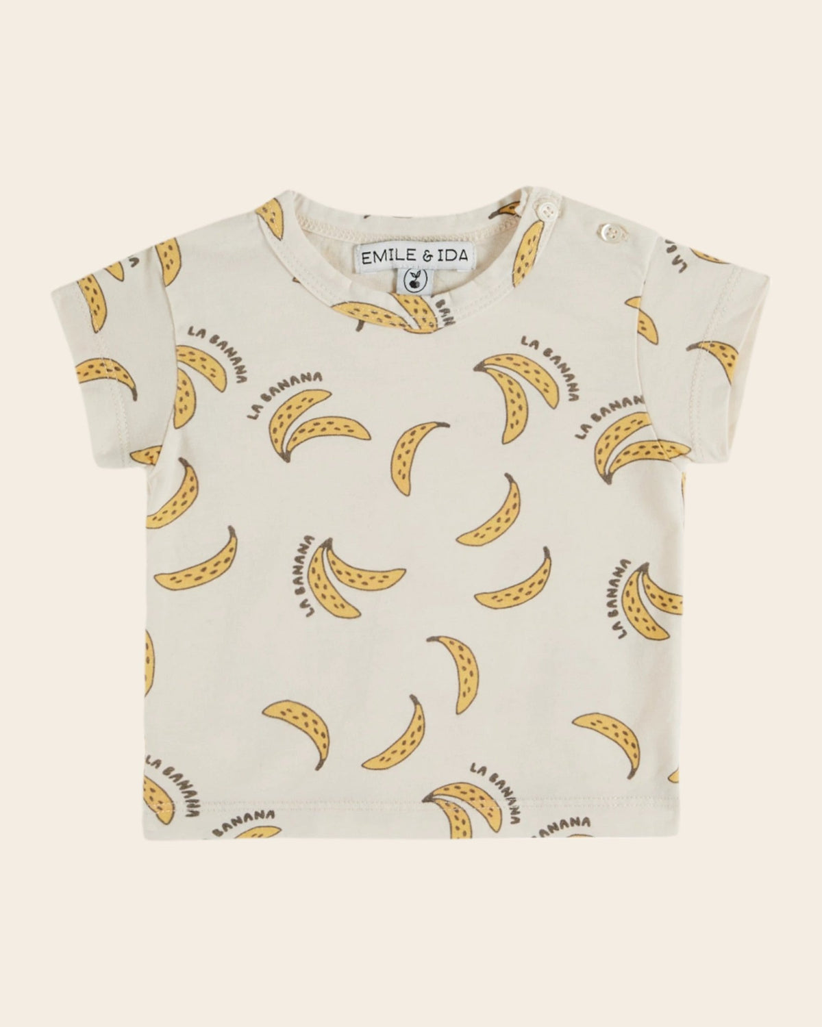 Emile et Ida Banana Print Cream T-Shirt – Organic Cotton Kids Tee Emile et ida