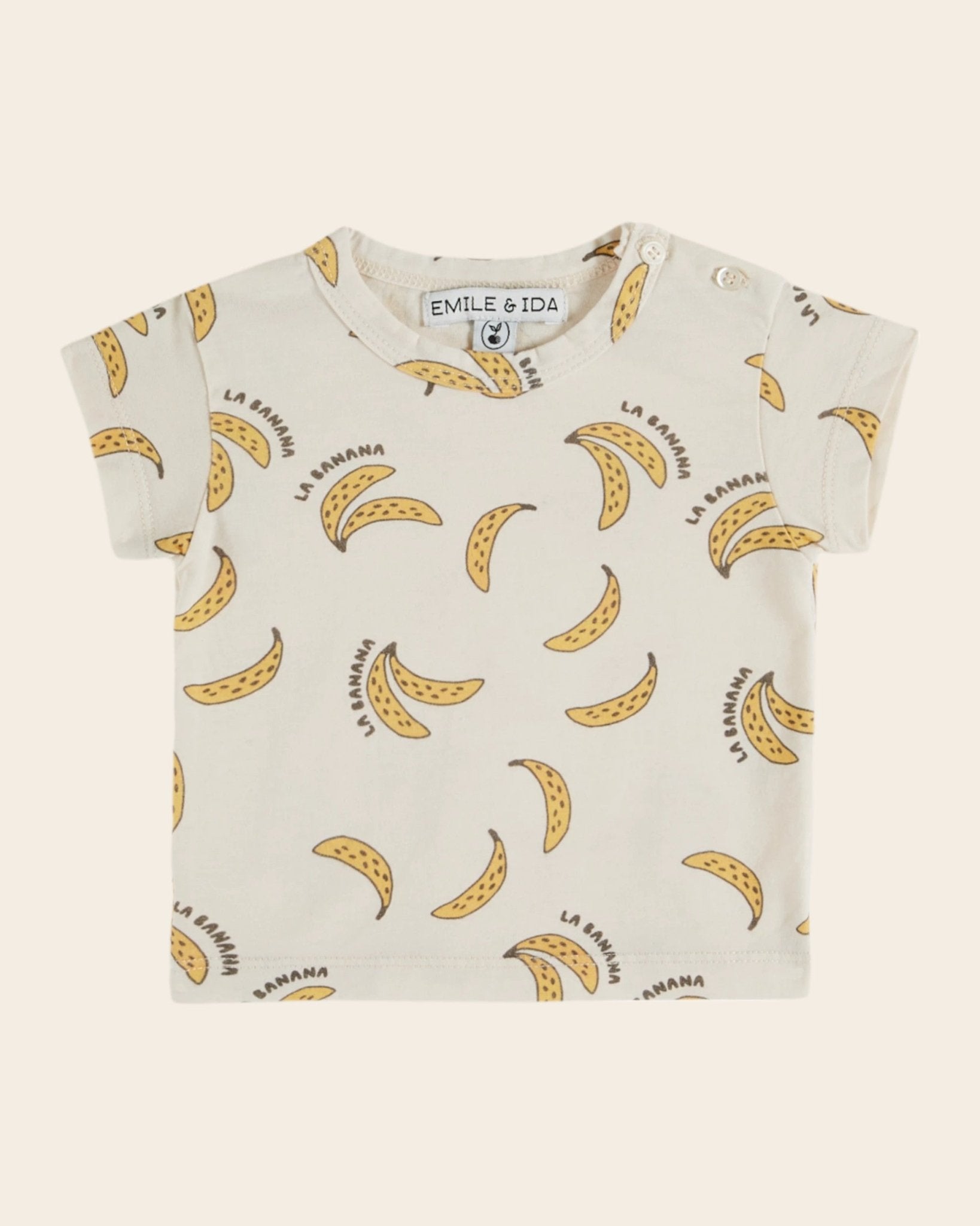 Emile et Ida Banana Print Cream T-Shirt – Organic Cotton Kids Tee Emile et ida