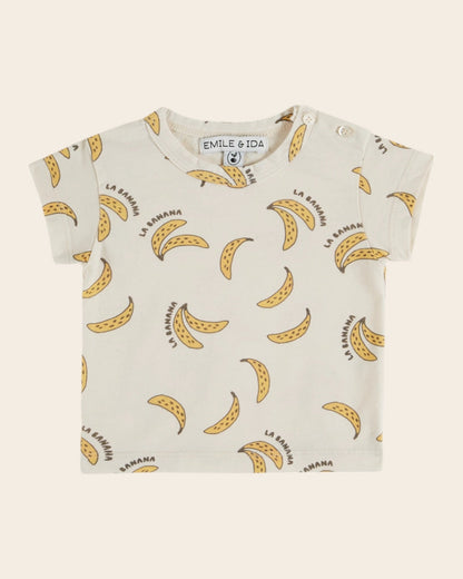 Emile et Ida Banana Print Cream T-Shirt – Organic Cotton Kids Tee Emile et ida