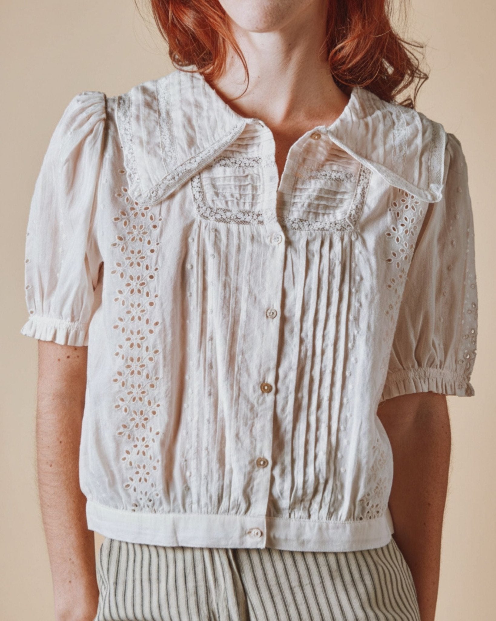 Emile et Ida Embroidered Lace Blouse – Cream | EnjoyKids Boutique