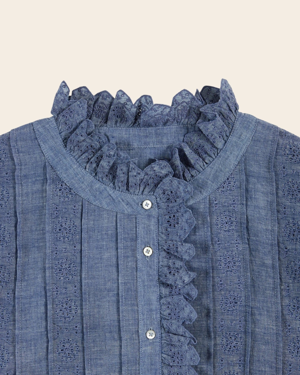 Emile et Ida Blouse - Broderie anglaise chambray bleu Emile et Ida