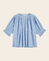 Emile et Ida Blouse - Khadi brodé fleurs bleu Emile et Ida