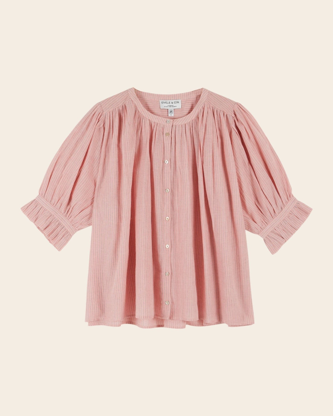 Emile et Ida Blouse - Khadi rayé rose Emile et Ida