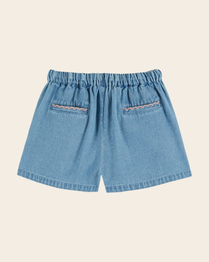 Emile et Ida Blue Denim Girls Shorts – Embroidered Pockets Emile et ida