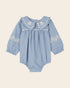 Emile et Ida Blue Embroidered Baby Romper