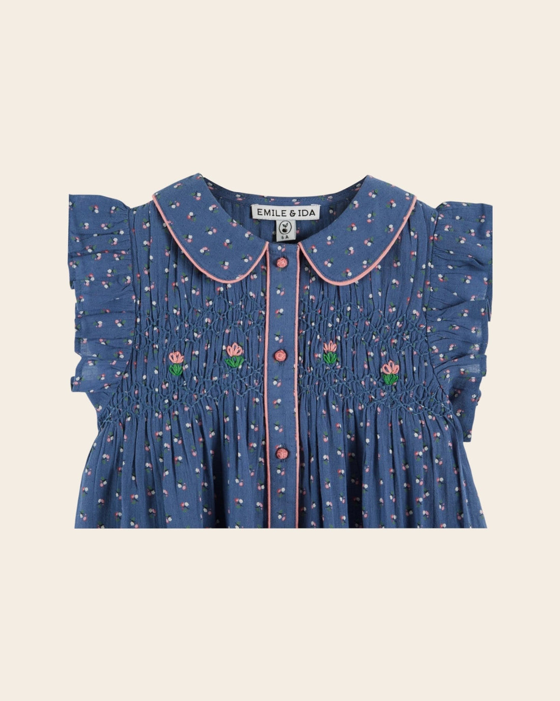 Emile et Ida Blue Floral Girls Blouse – Mini Flowers Emile et ida
