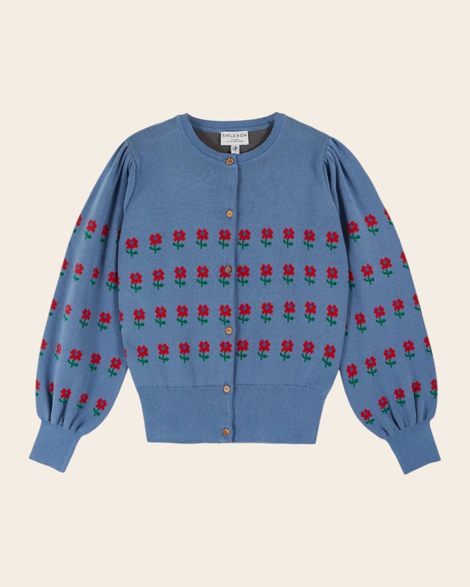 Emile et Ida Blue Floral Jacquard Cardigan Inarbel Sa