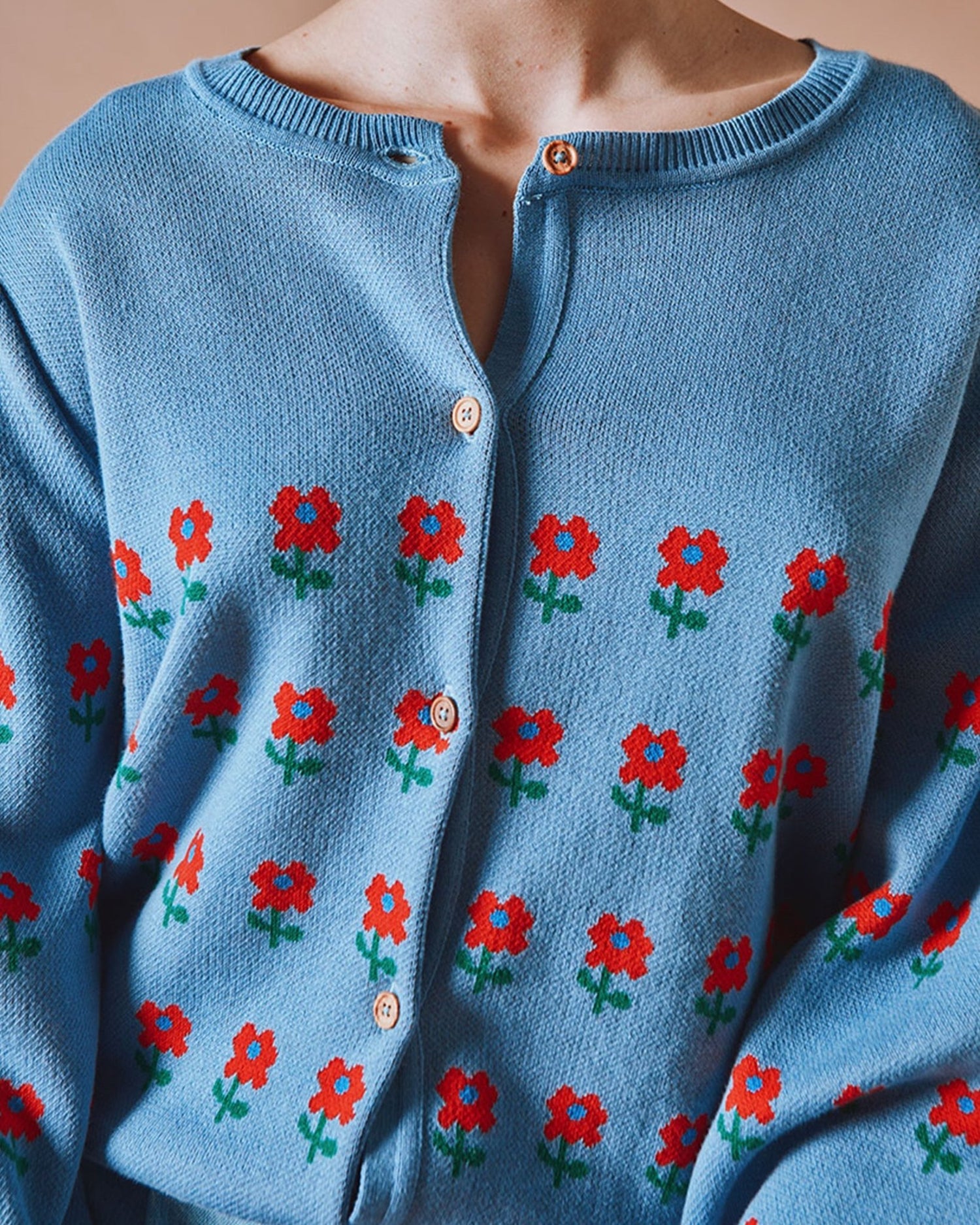 Emile et Ida Blue Floral Jacquard Cardigan Inarbel Sa