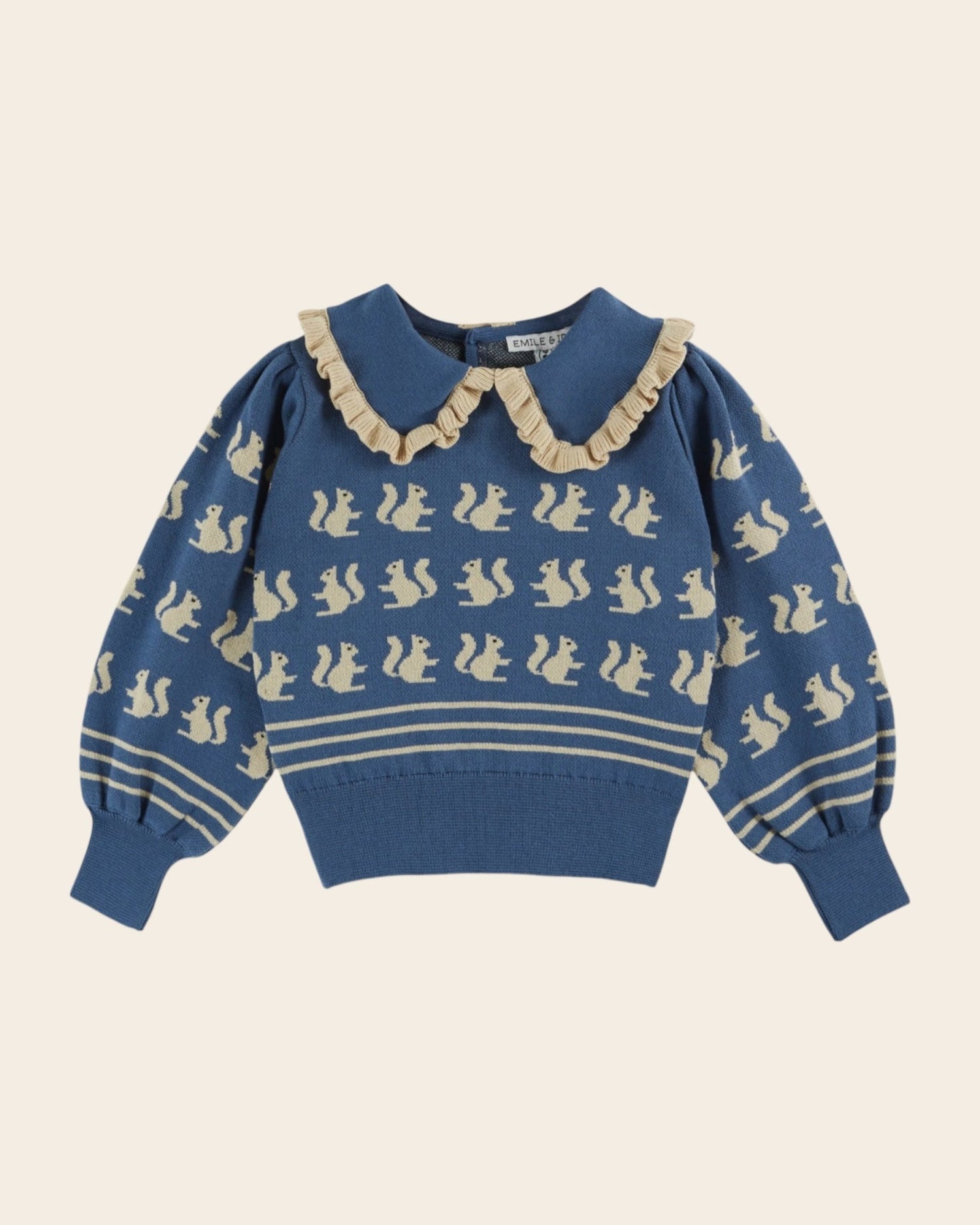 Emile et Ida blue squirrel sweater Emile et ida