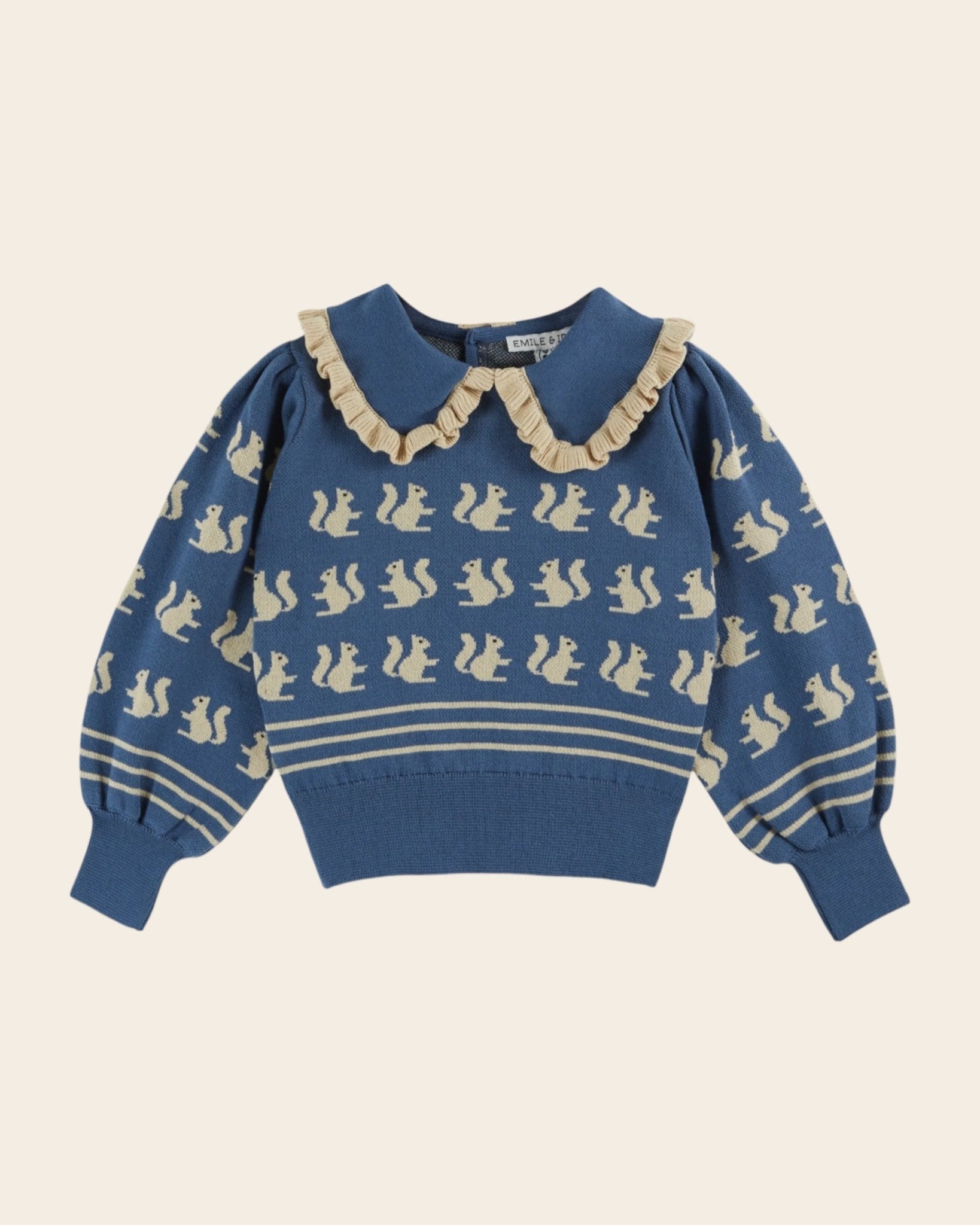 Emile et Ida blue squirrel sweater Emile et ida