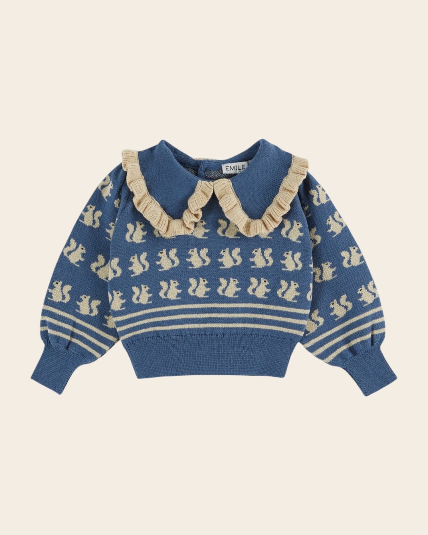 Emile et Ida blue squirrel sweater Emile et ida
