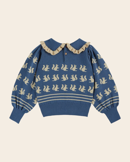 Emile et Ida blue squirrel sweater Emile et ida