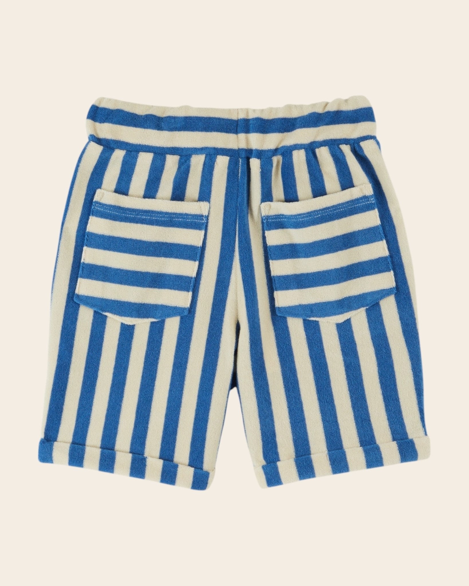 Emile et Ida Blue Stripe Terry Bermuda Shorts – Organic Cotton Kids Shorts Emile et ida