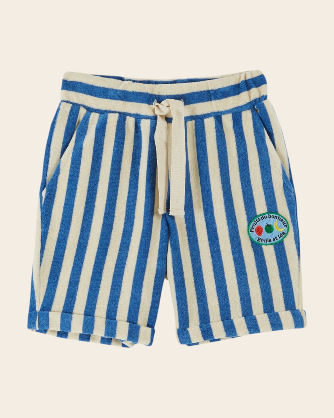 Emile et Ida Blue Stripe Terry Bermuda Shorts – Organic Cotton Kids Shorts Emile et ida